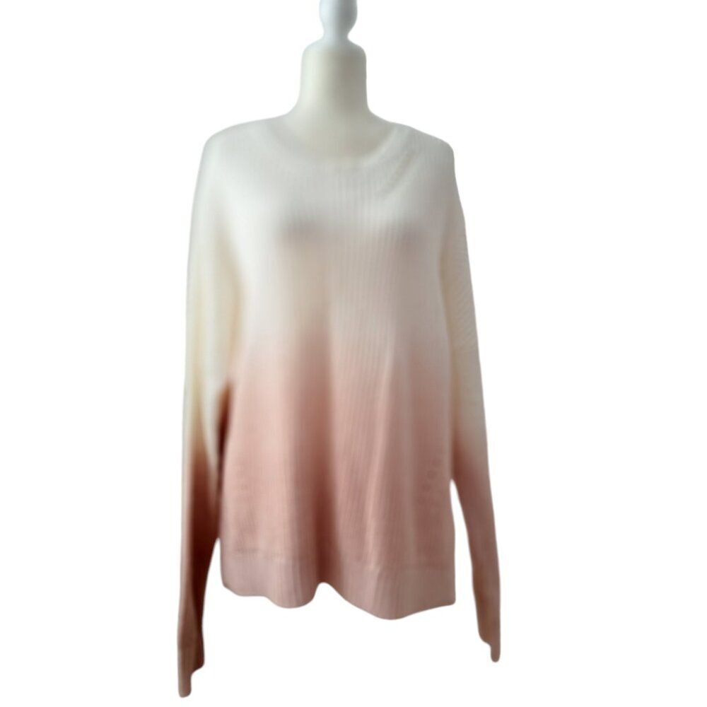 Caslon Women's Knit Long Sleeve Pullover Sweater Blush Pink Ombre sz XL